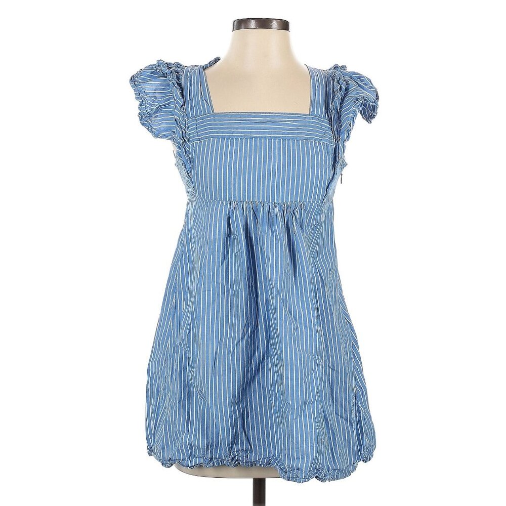 Urban Outfitters Blue White Striped Ruffled Babydoll Dress | Boho Girlhoodcore S - Picture 2 of 11